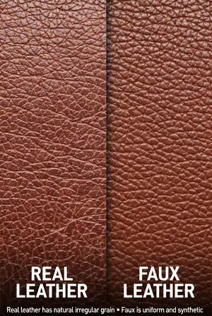 real leather vs faux leather comparison close-up